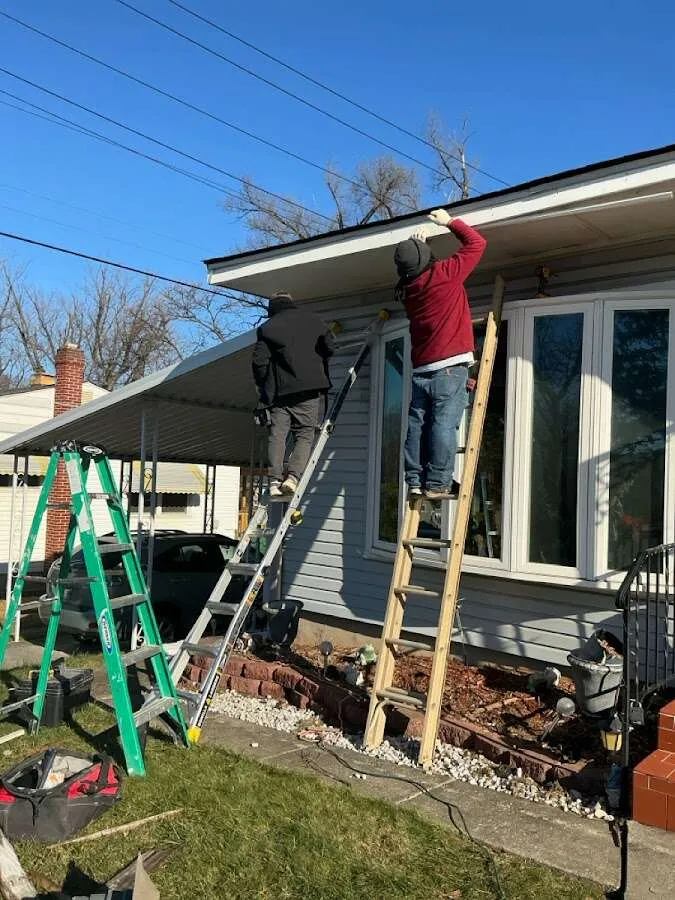 Restoration crew performing exterior repair in Ramsey
